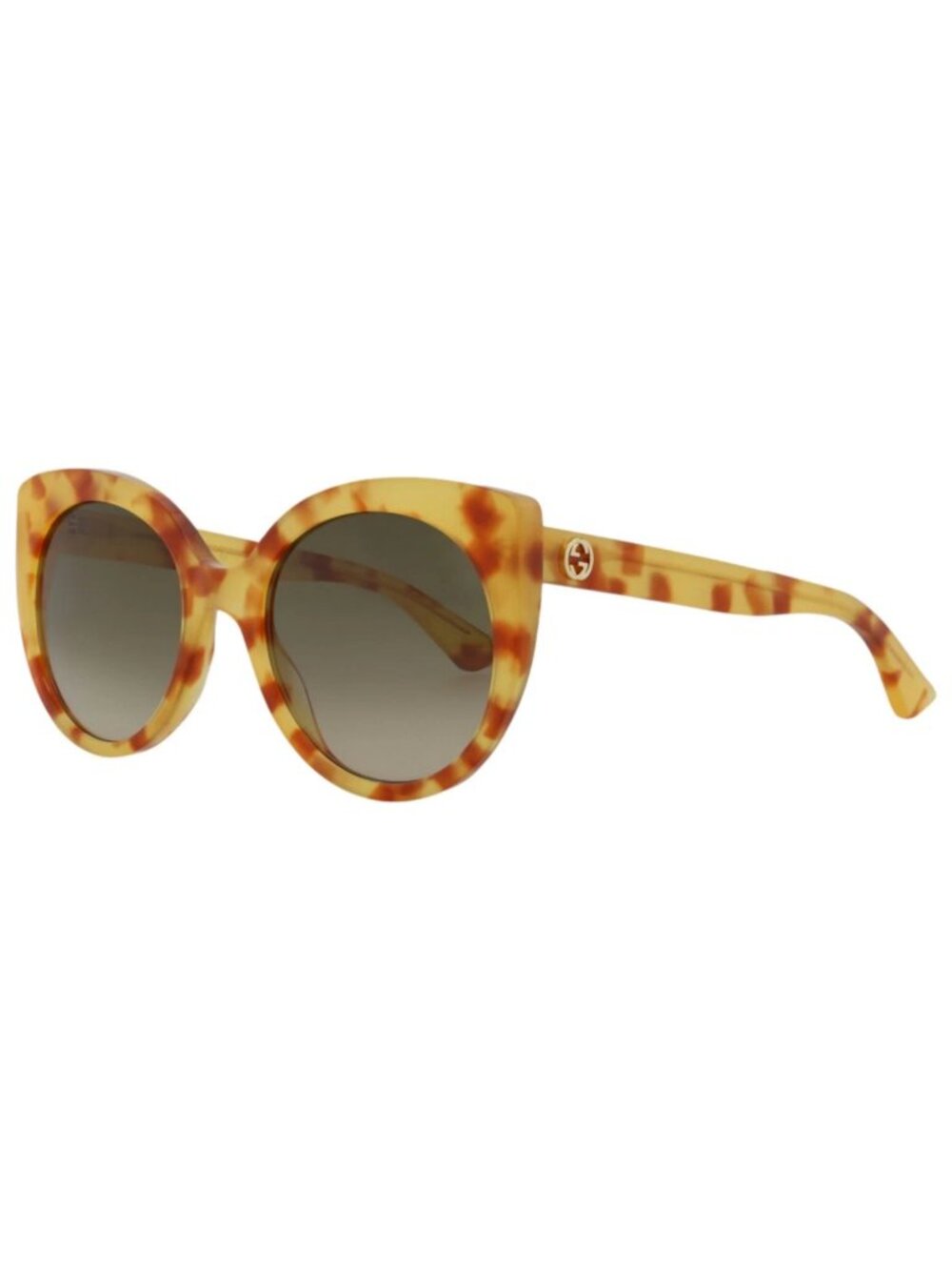 New Gucci Women's Sunglasses Cat Eye Acetate Frame Havana Havana Brown